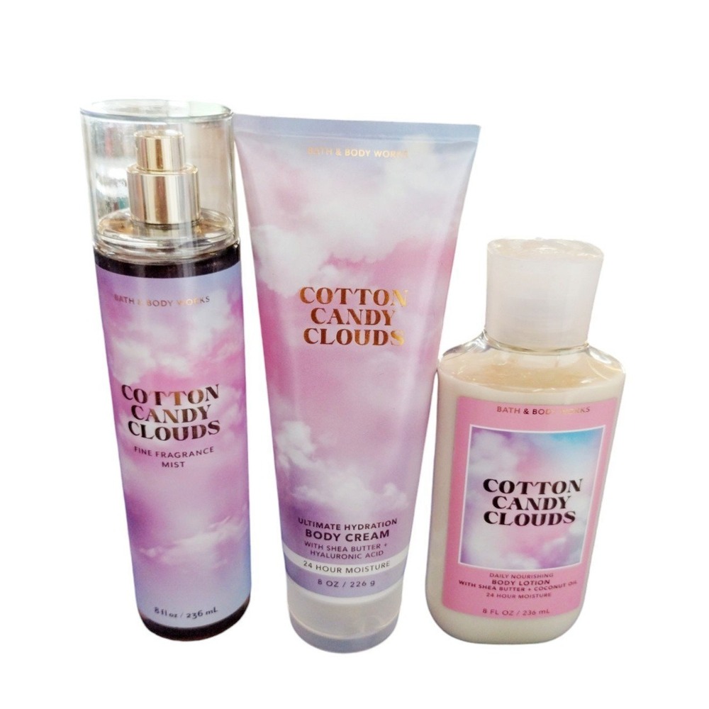 Bath and Body Works Seasonal/Discontinued COTTON CANDY CLOUDS 3PCS Bundle